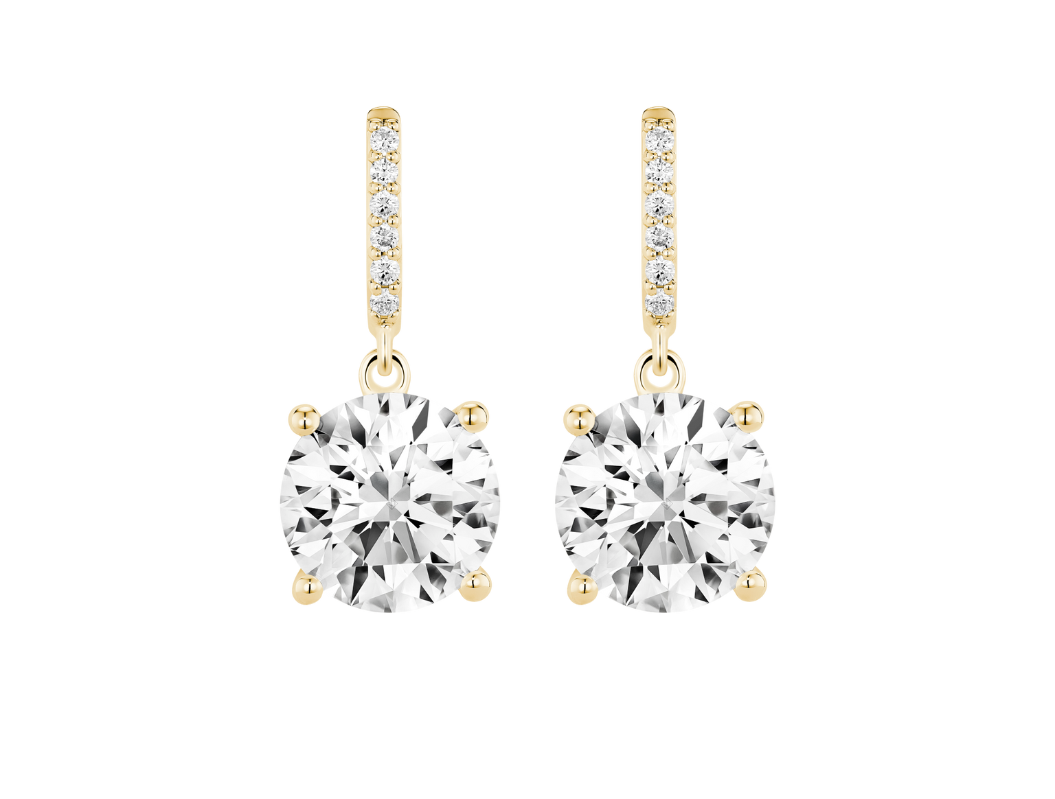 Lab-Grown Diamond 4ct. tw. Round Brilliant Solitaire Drop Earrings | White