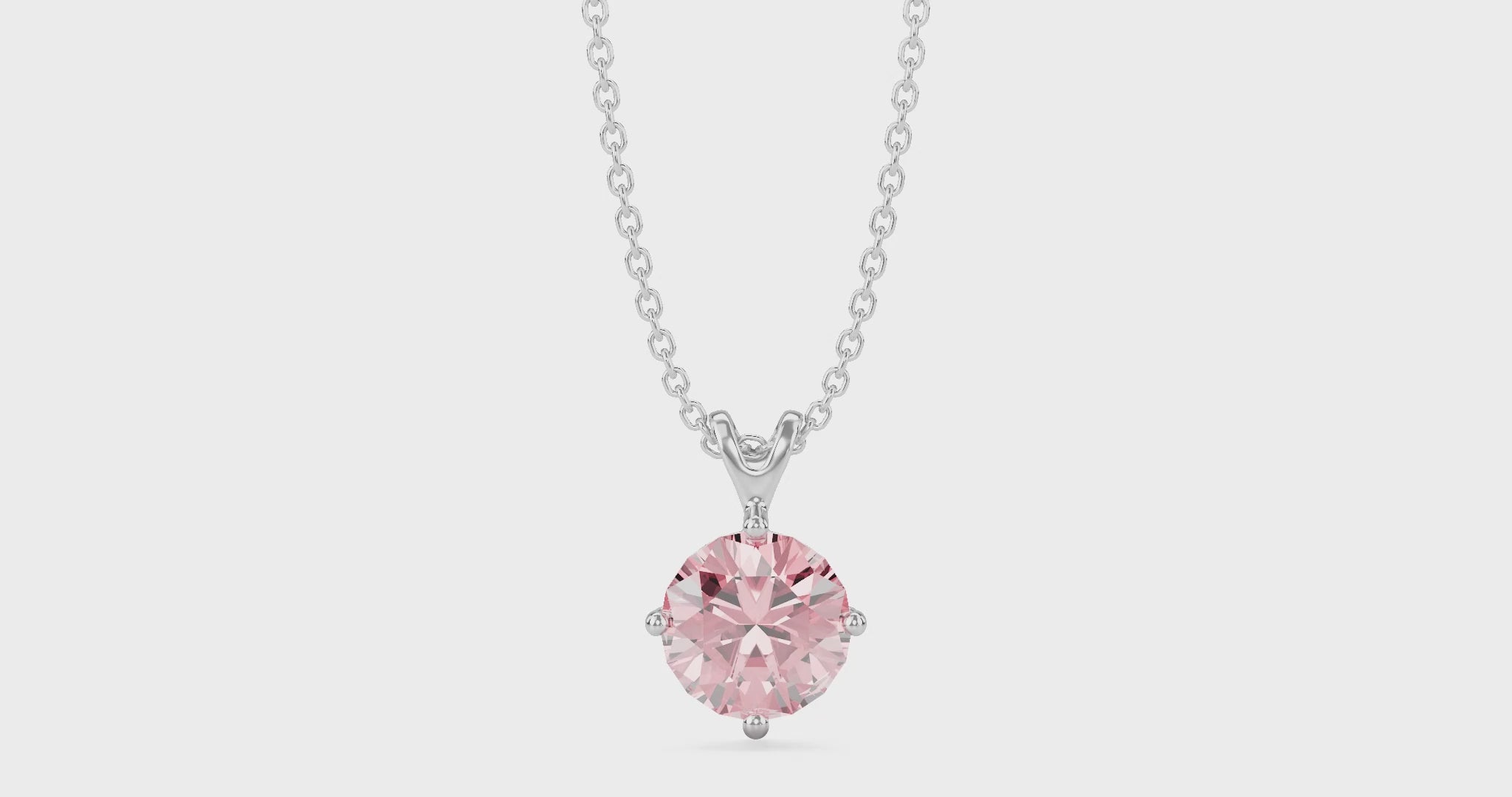 1 carat pink round brilliant finest diamond pendant in 18k white gold 360 video