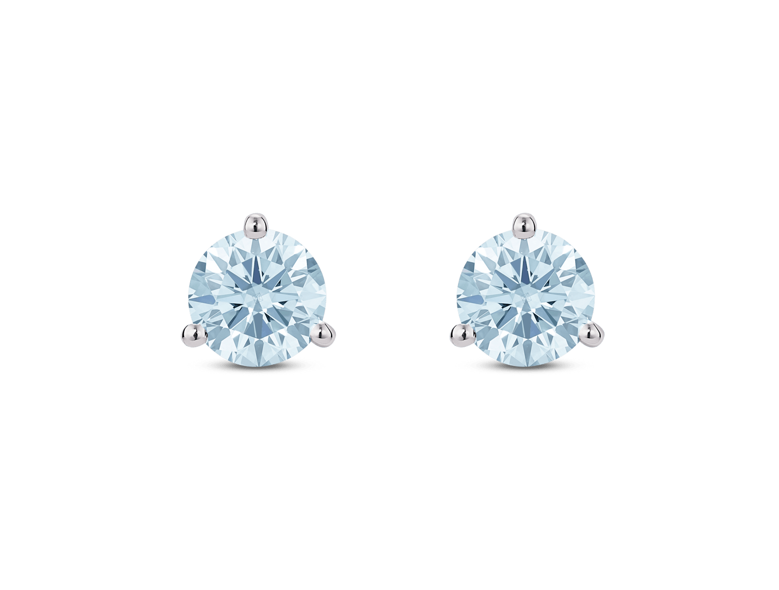 Lab-Grown Diamond 1½ct. tw. Round Brilliant Solitaire 14k Gold Studs | Blue