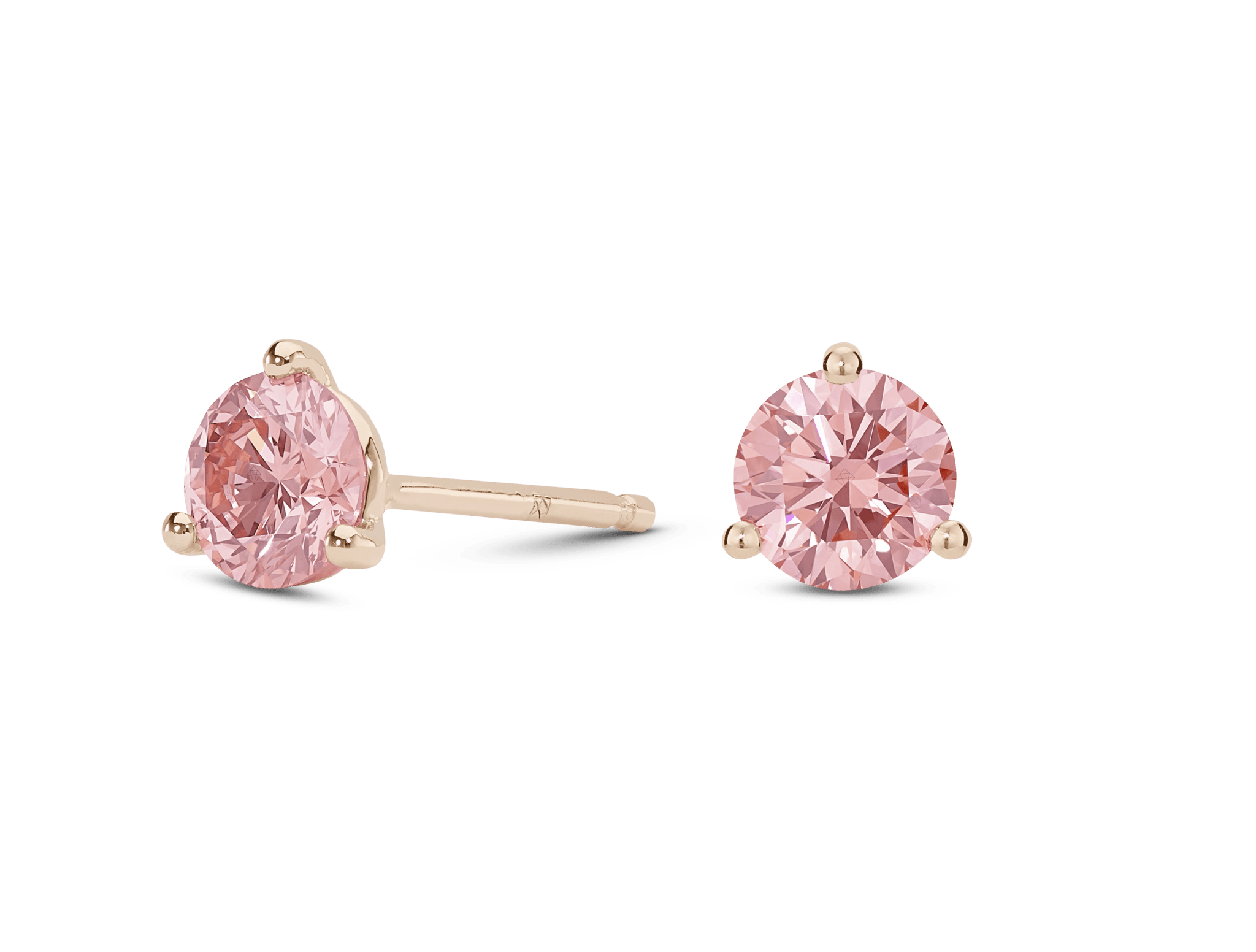 Lab-Grown Diamond 1½ct. tw. Round Brilliant Solitaire 14k Gold Studs | Pink - #Lightbox Jewelry#