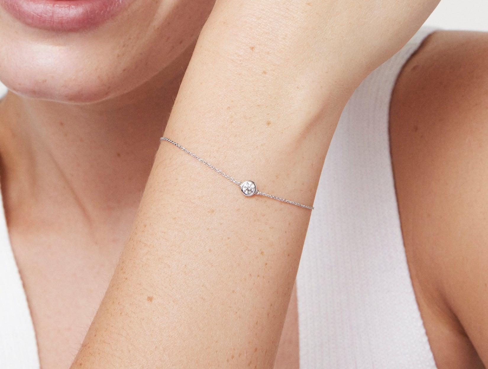 Lab-Grown Diamond ¼ct. Round Brilliant Bezel Bracelet | White - #Lightbox Jewelry#