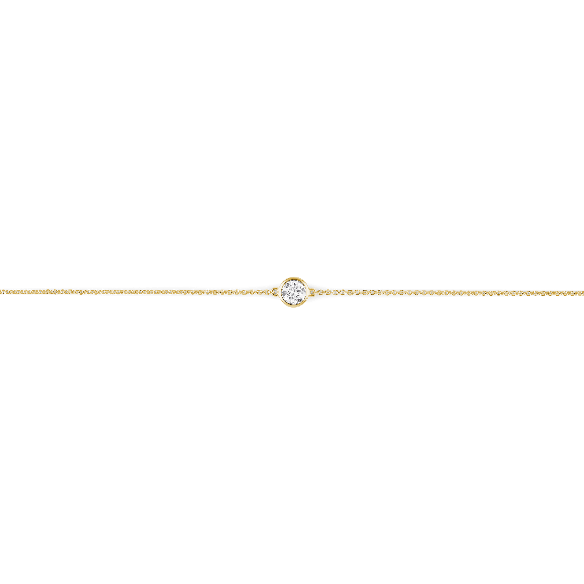 Flat overview of yellow gold, 0.25 carat bezel bracelet