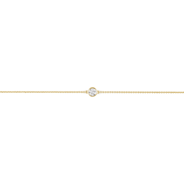 Flat overview of yellow gold, 0.25 carat bezel bracelet