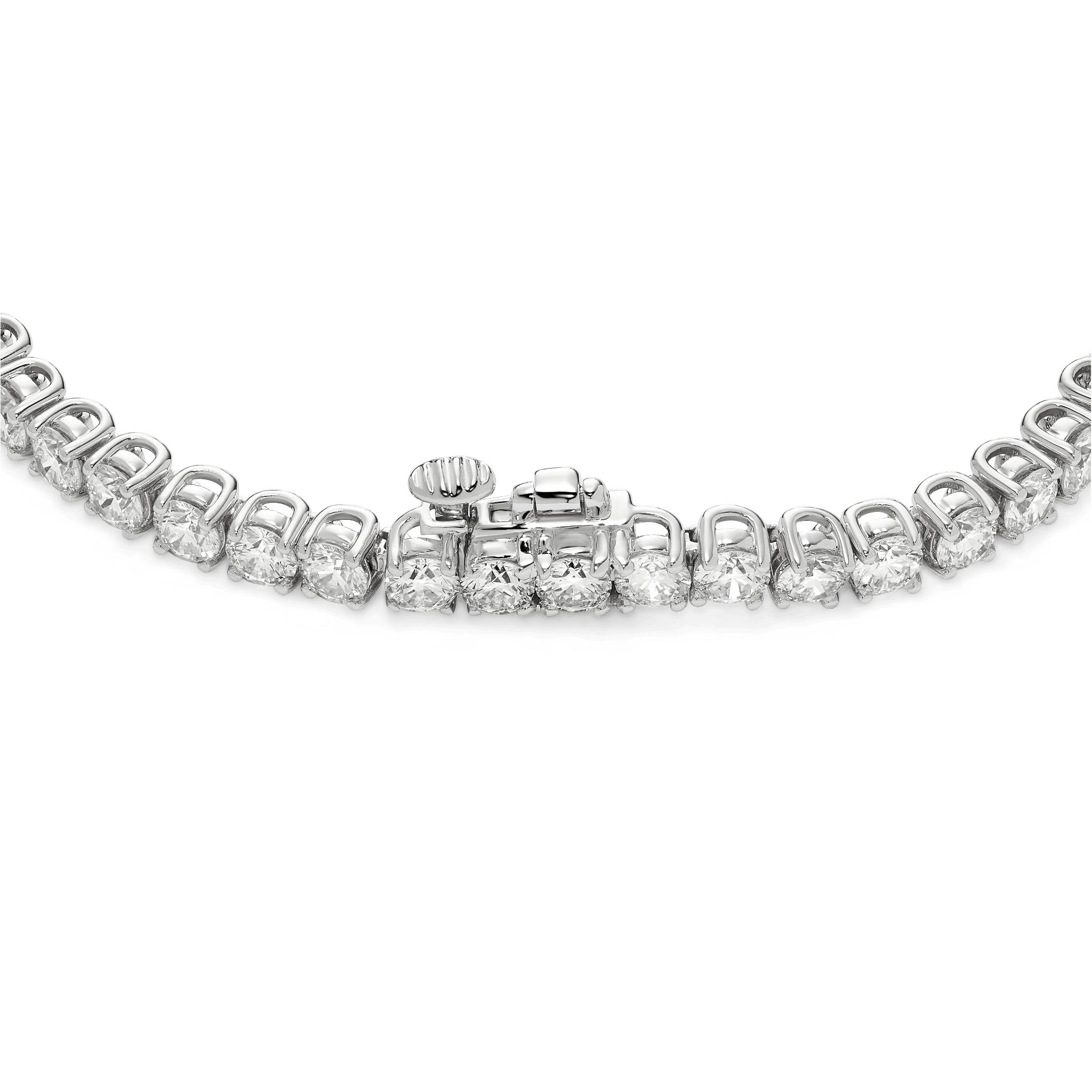 Closed clasp image of 5.25 carat total weight white gold tennis bracelet