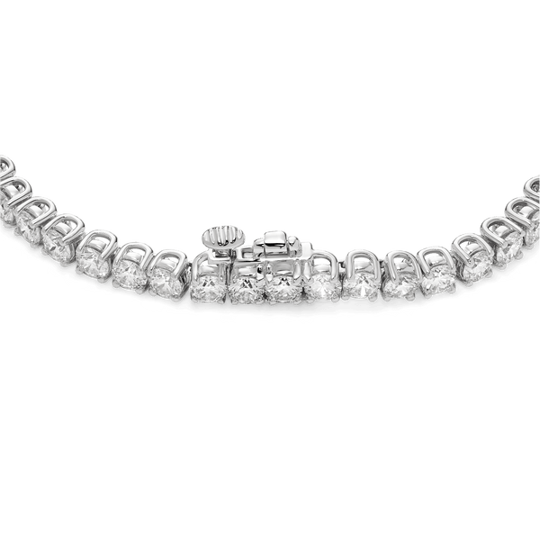 Closed clasp image of 5.25 carat total weight white gold tennis bracelet