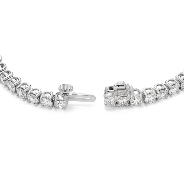 Open clasp image of 5.25 carat total weight white gold tennis bracelet