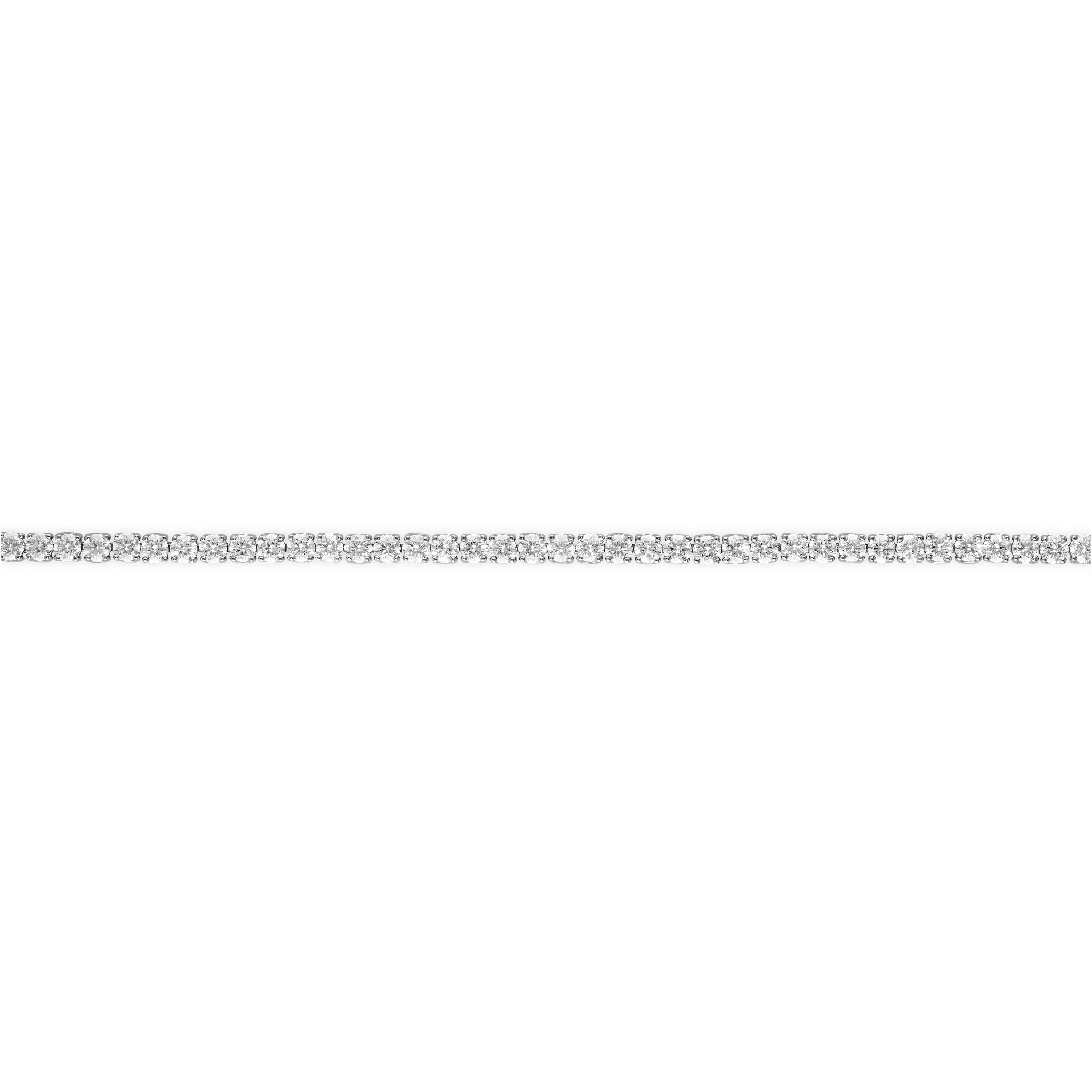 Straight overview of 5.25 carat total weight white gold tennis bracelet