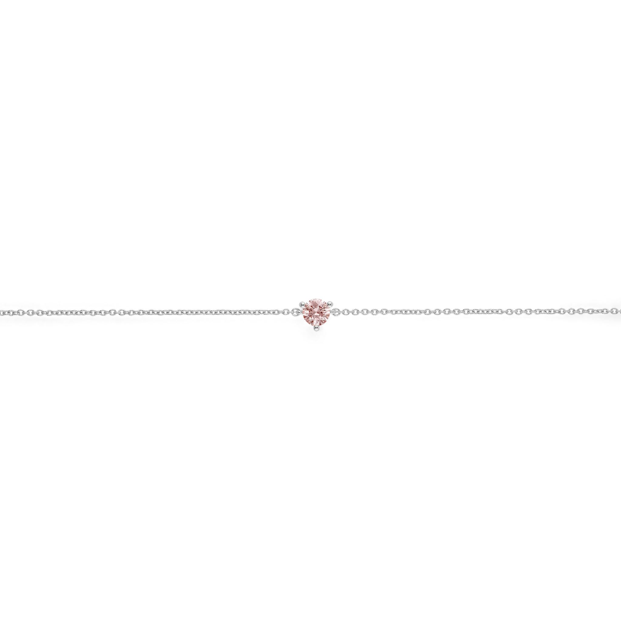 Overview of white gold, lab-grown pink 0.25 carat round brilliant mini bracelet