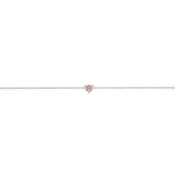 Overview of white gold, lab-grown pink 0.25 carat round brilliant mini bracelet