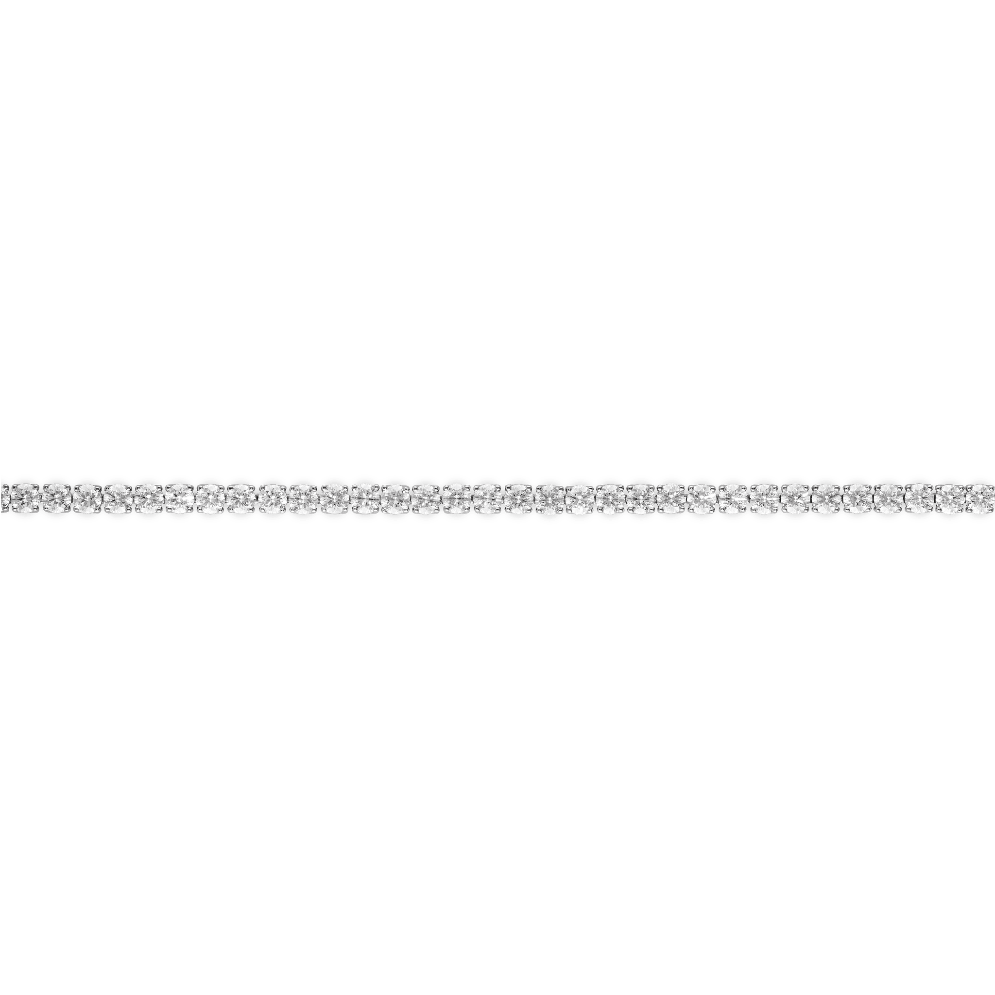 Straight overview of 6.75 carat total weight white gold tennis necklace