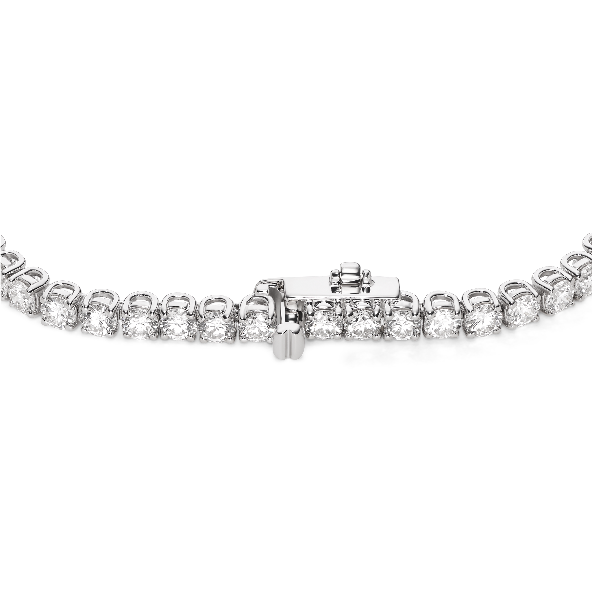 Closed clasp image of 7.2 carat total weight white gold tennis bracelet