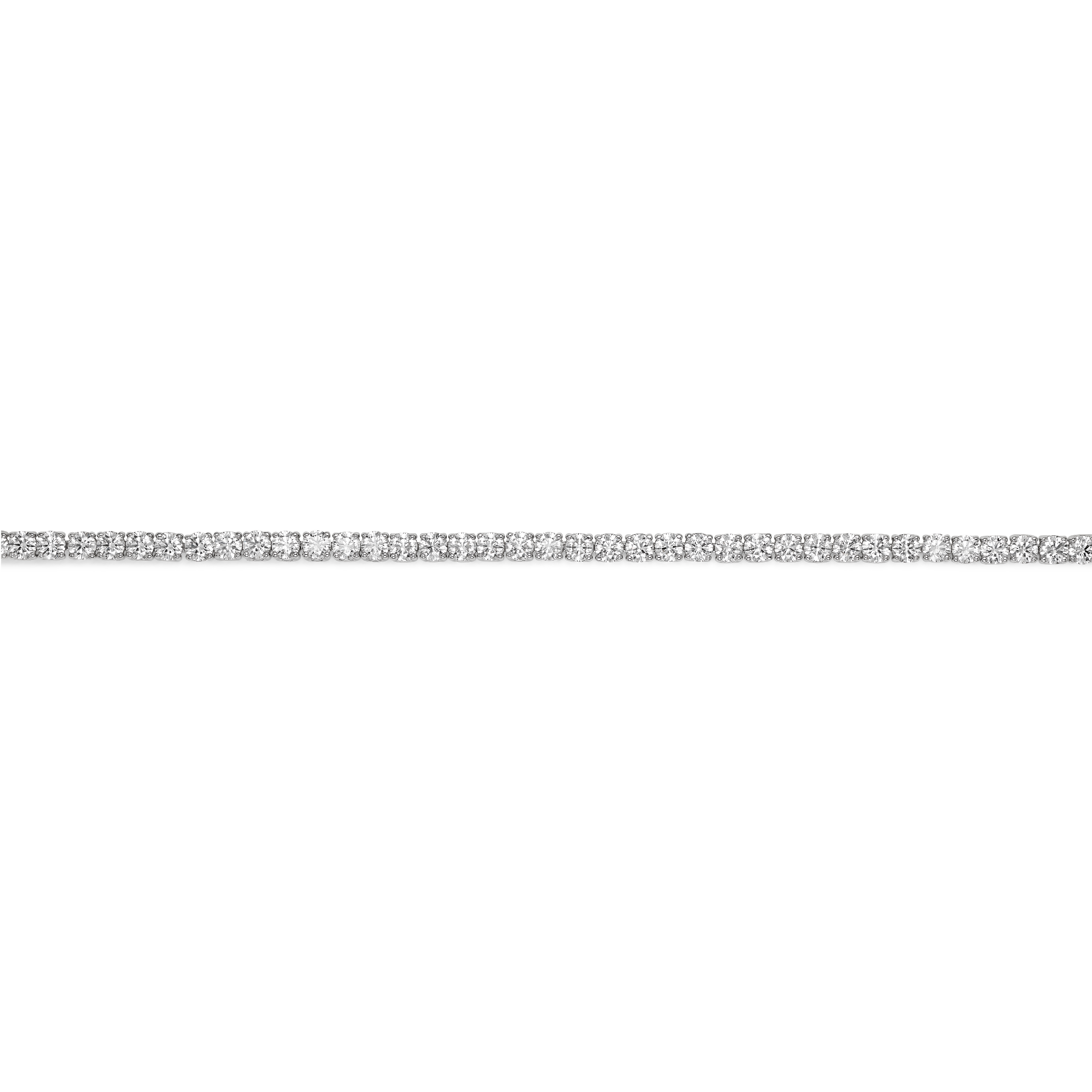 Straight overview of 7.2 carat total weight white gold tennis bracelet