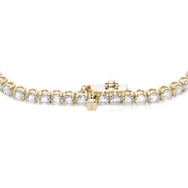 Closed clasp image of 7.2 carat total weight yellow gold tennis bracelet