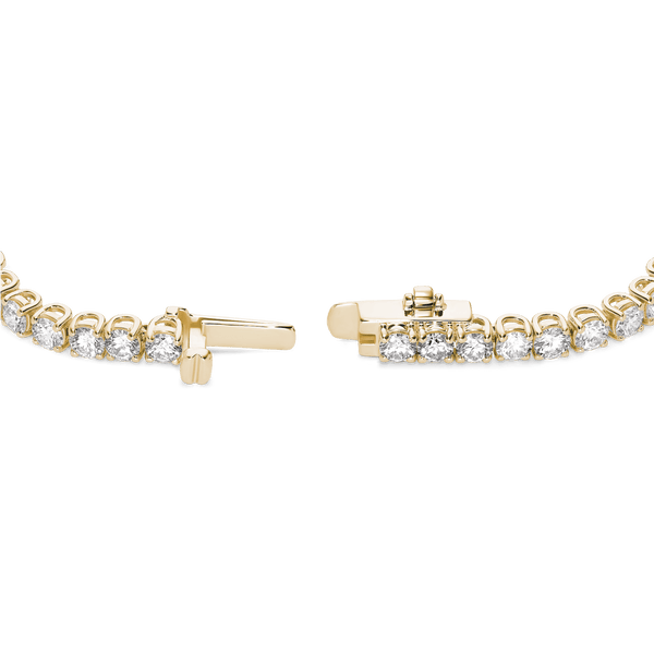 Open clasped image of 7.2 carat total weight yellow gold tennis bracelet