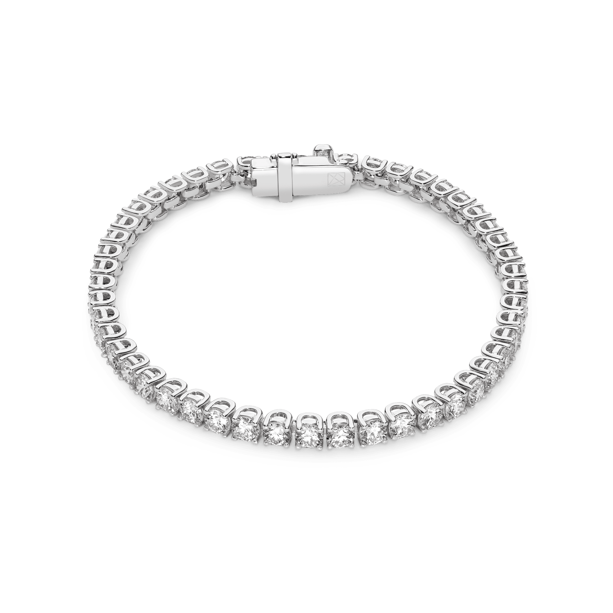 Overview of 7.2 carat total weight white gold tennis bracelet