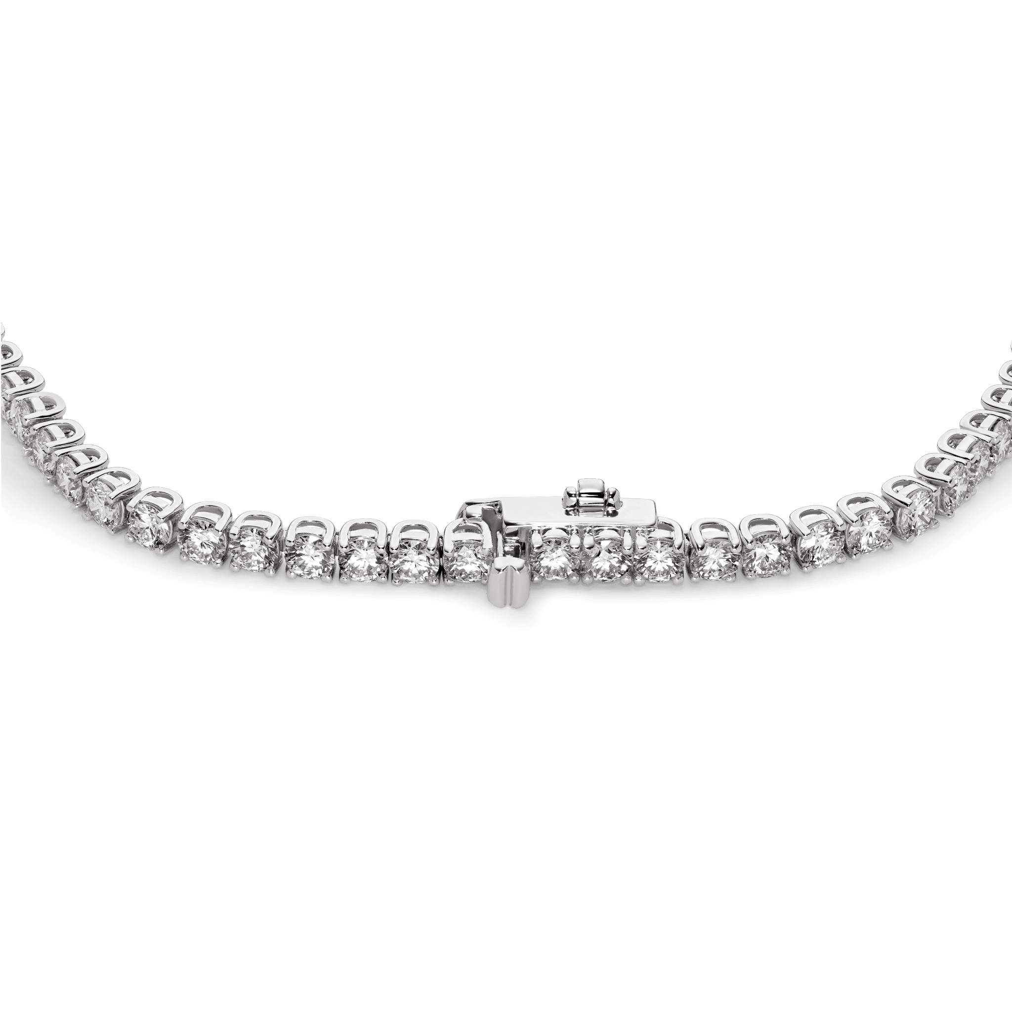 Closed clasp image of 7.2 carat total weight white gold tennis bracelet