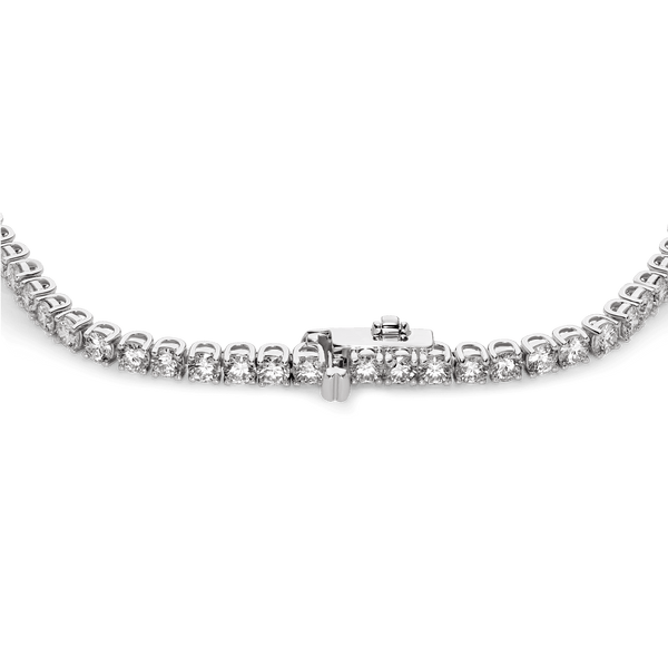 Closed clasp image of 7.2 carat total weight white gold tennis bracelet