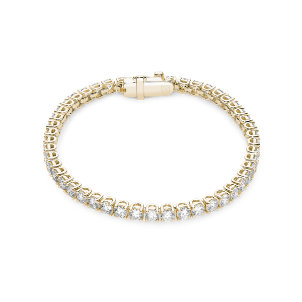 Overview of 7.2 carat total weight yellow gold tennis bracelet