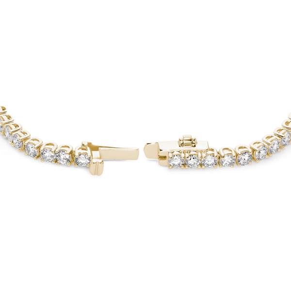 Open clasp image of 7.2 carat total weight yellow gold tennis bracelet