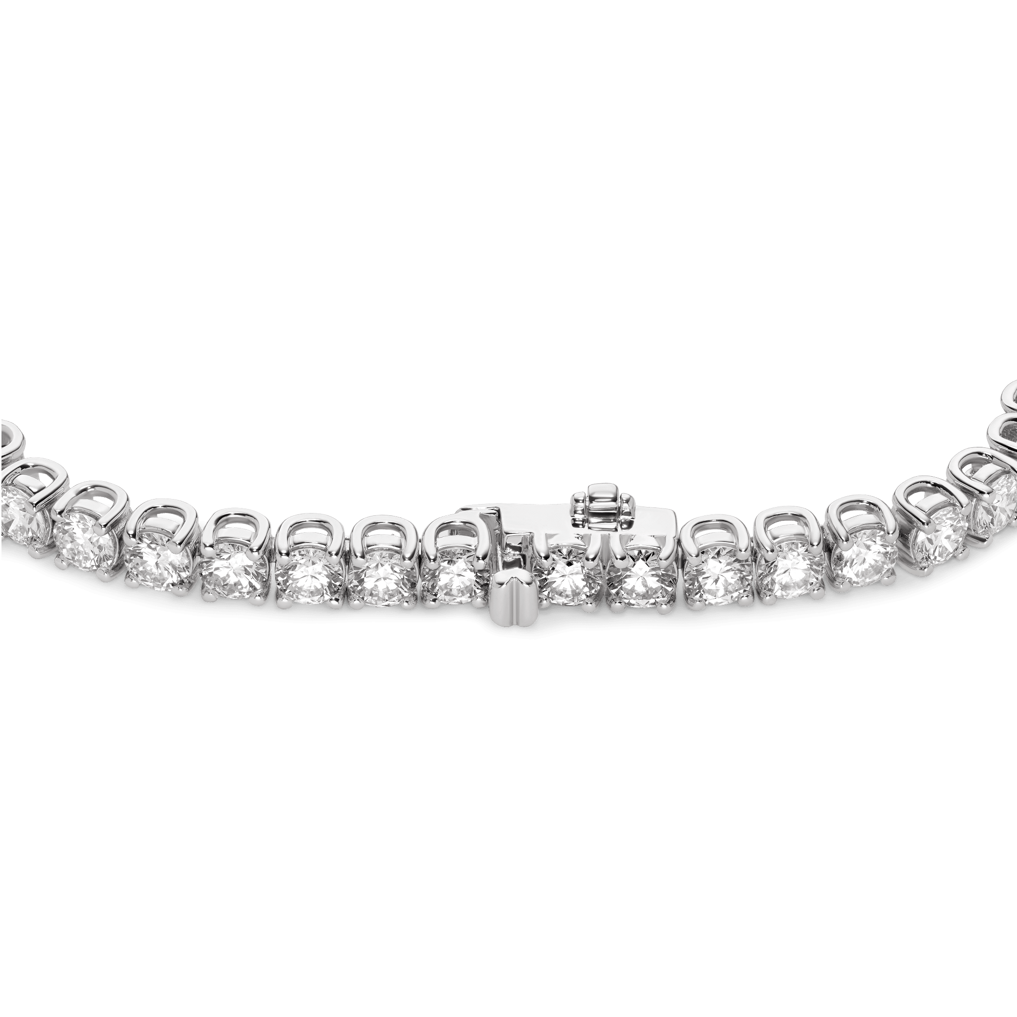 Closed clasp image of 10 carat total weight white gold tennis bracelet