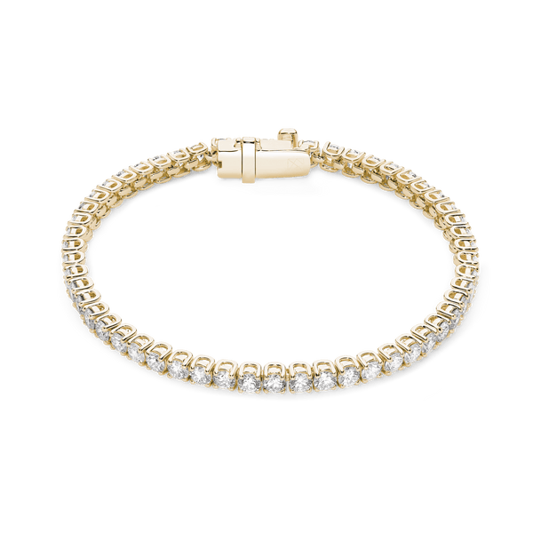 Overview of 5.25 carat total weight yellow gold tennis bracelet