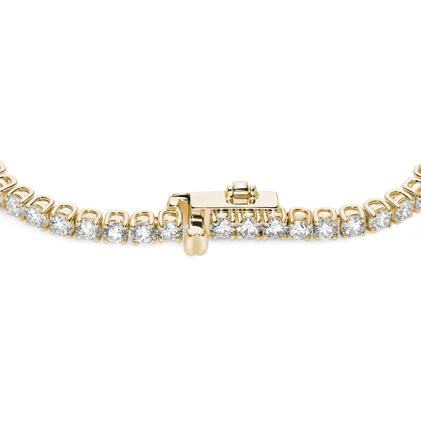 Closed clasp image of 5.25 carat total weight yellow gold tennis bracelet