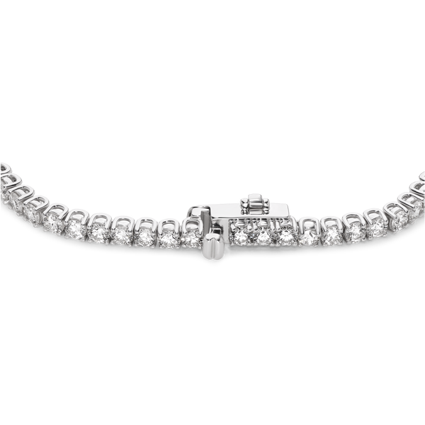 Closed clasp image of 5.25 carat total weight white gold tennis necklace