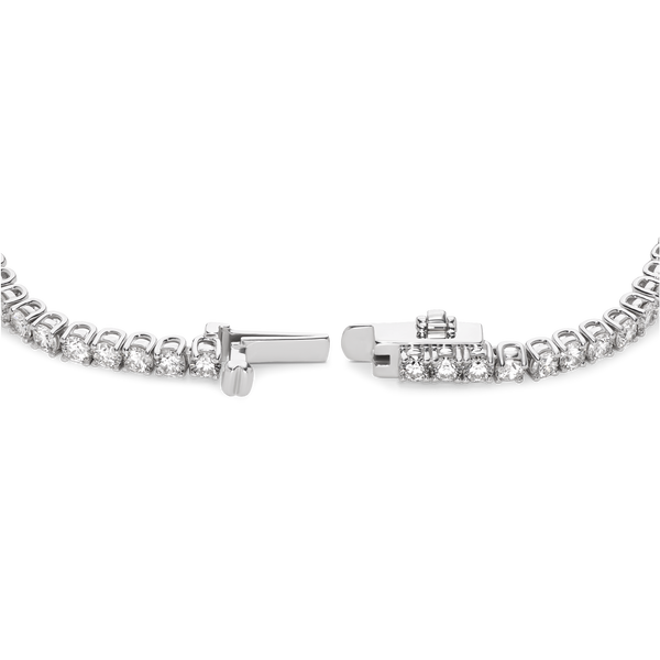 Open clasp image of 5.25 carat total weight white gold tennis necklace