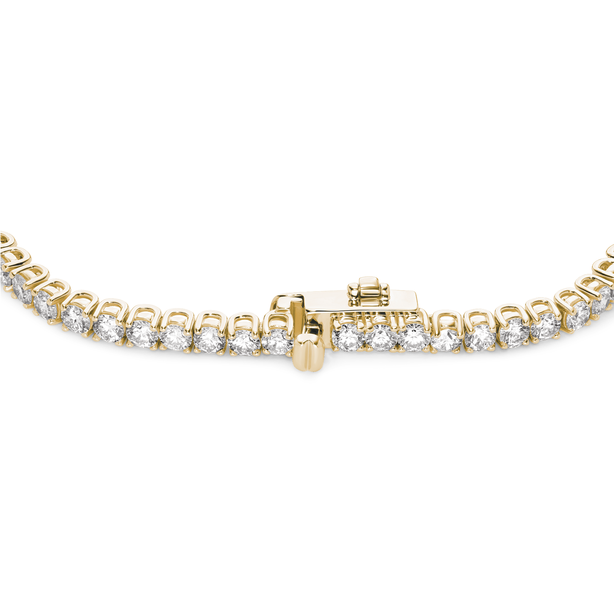 Closed clasp image of 5.25 carat total weight yellow gold tennis bracelet