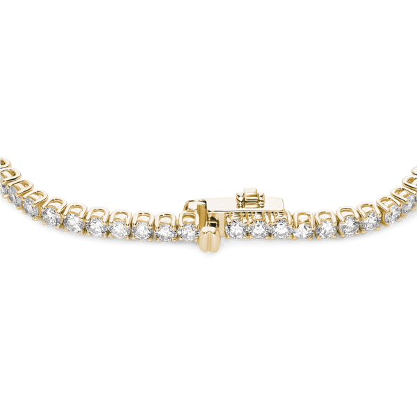 Closed clasp image of 5.25 carat total weight yellow gold tennis bracelet