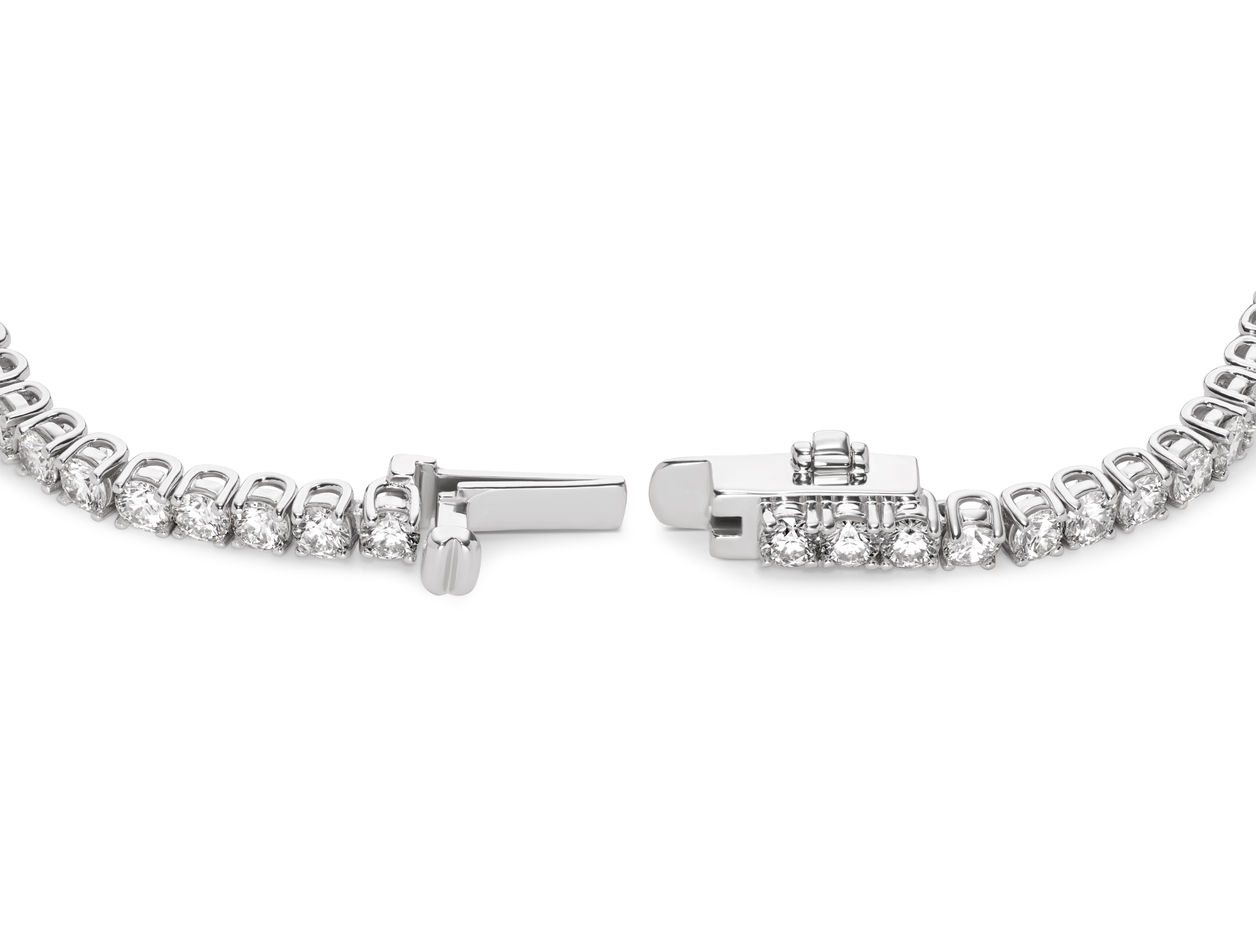 Open clasp image of small tennis bracelet