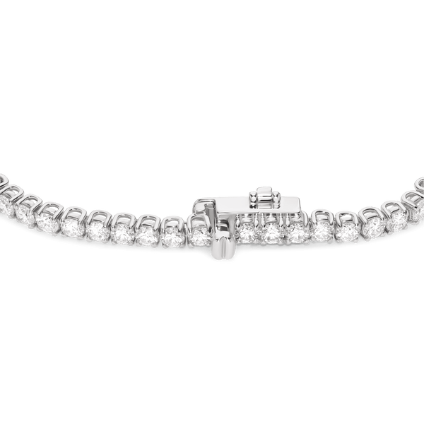 Closed clasp image of 5.5 carat total weight white gold tennis bracelet