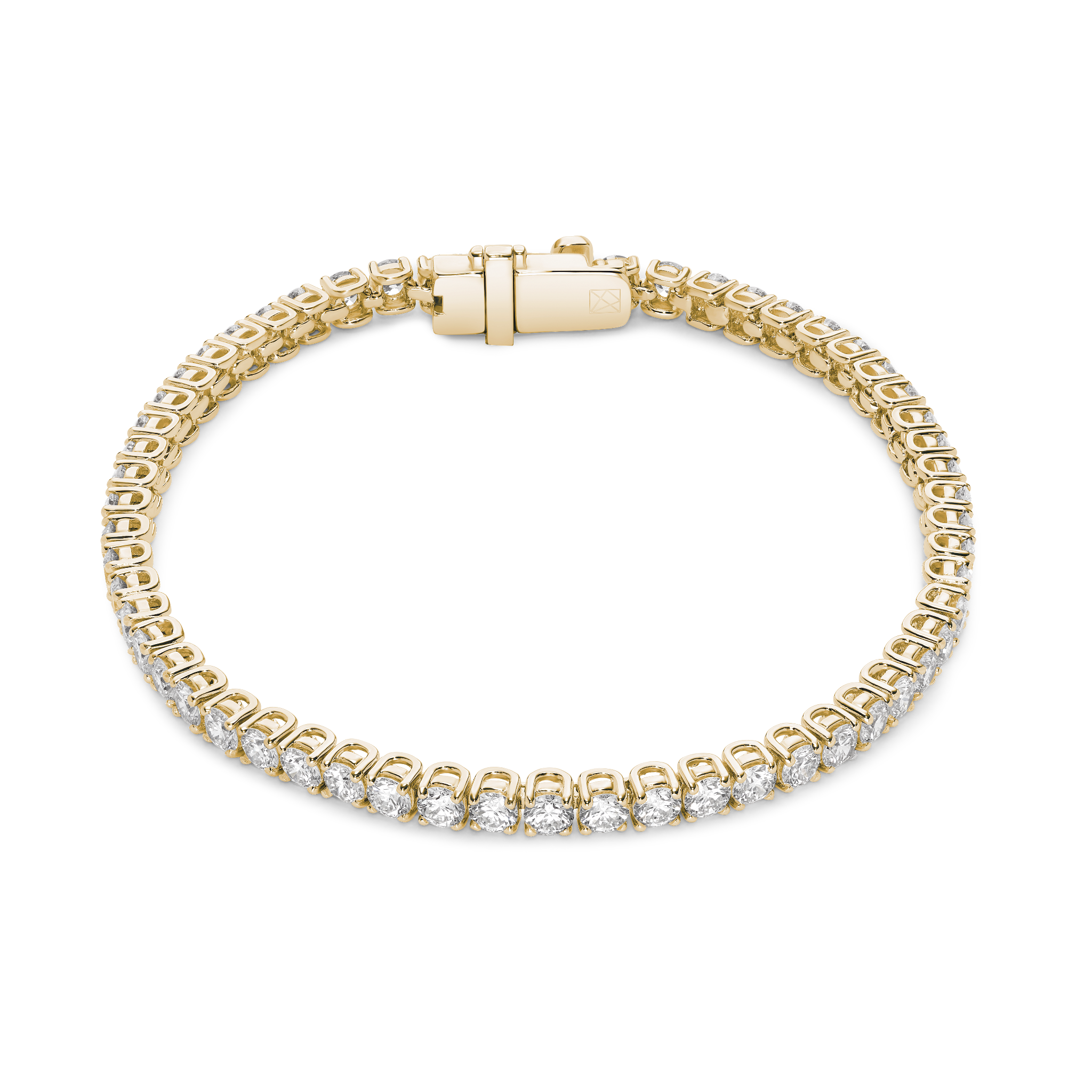 Overview of 5.5 carat total weight yellow gold tennis bracelet