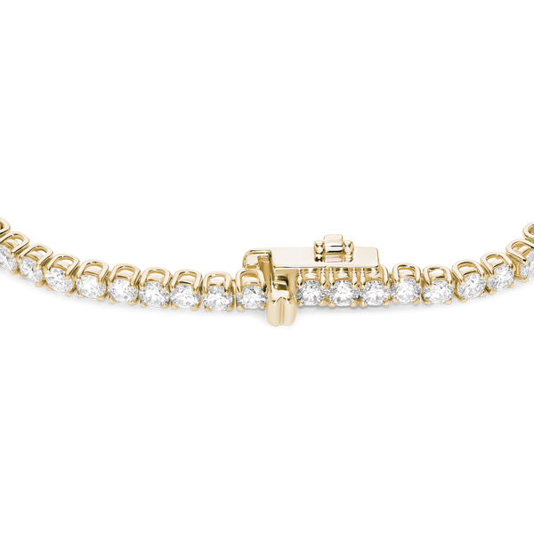 Closed clasp image of 5.5 carat total weight yellow gold tennis bracelet