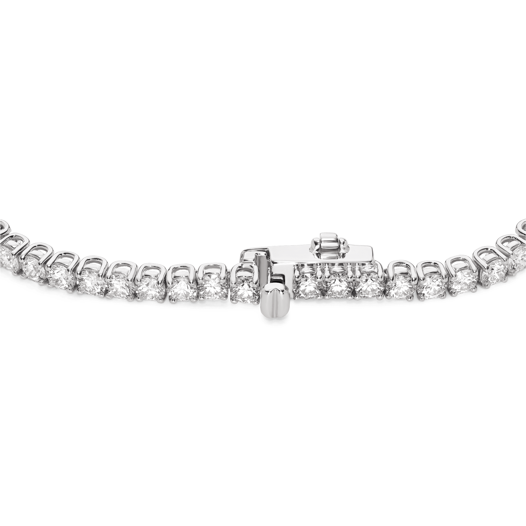 Closed clasp image of 5.5 carat total weight white gold tennis bracelet