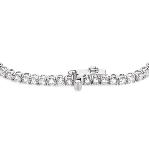 Closed clasp image of 5.5 carat total weight white gold tennis bracelet