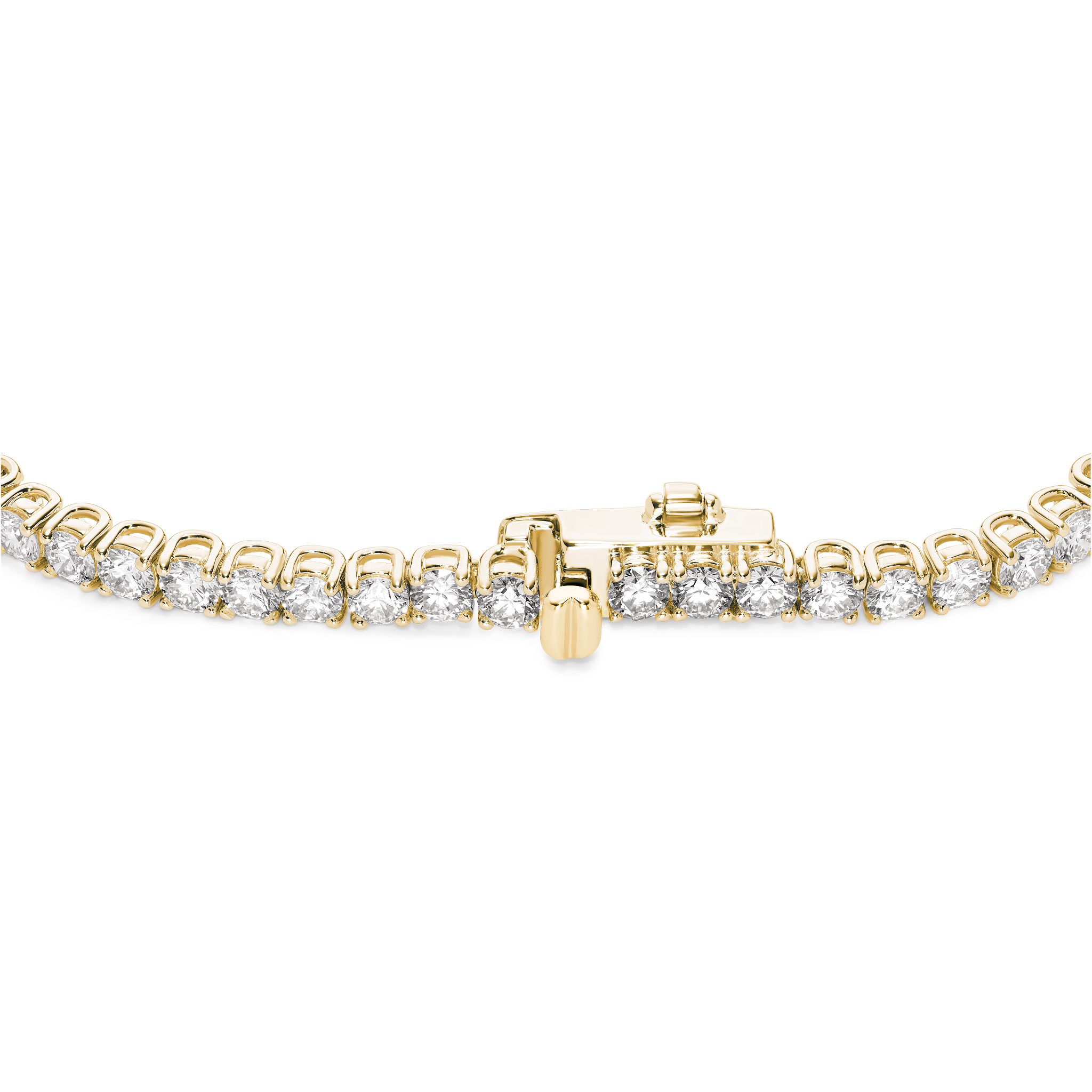 Closed clasp image of 5.5 carat total weight yellow gold tennis bracelet