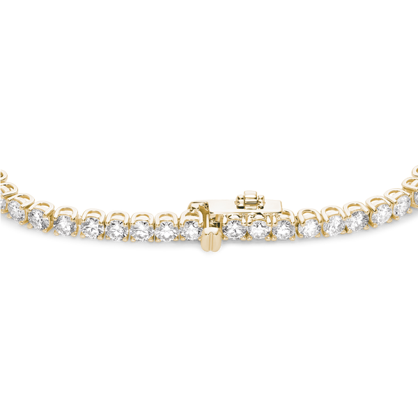 Closed clasp image of of 6.75 carat total weight yellow gold tennis bracelet