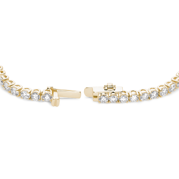 Open clasp image of of 6.75 carat total weight yellow gold tennis bracelet