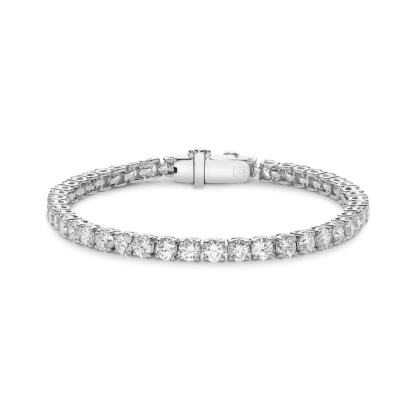 Front view of the white gold medium tennis bracelet