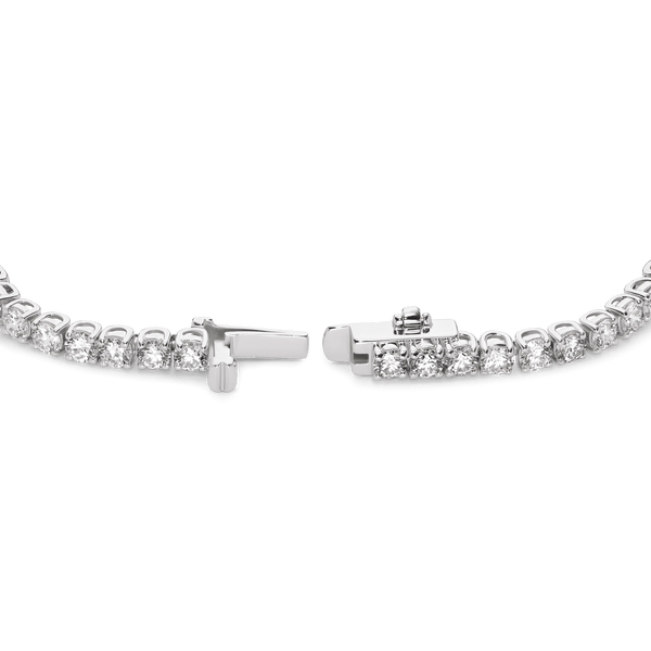 Open clasp shot of the white gold medium tennis bracelet