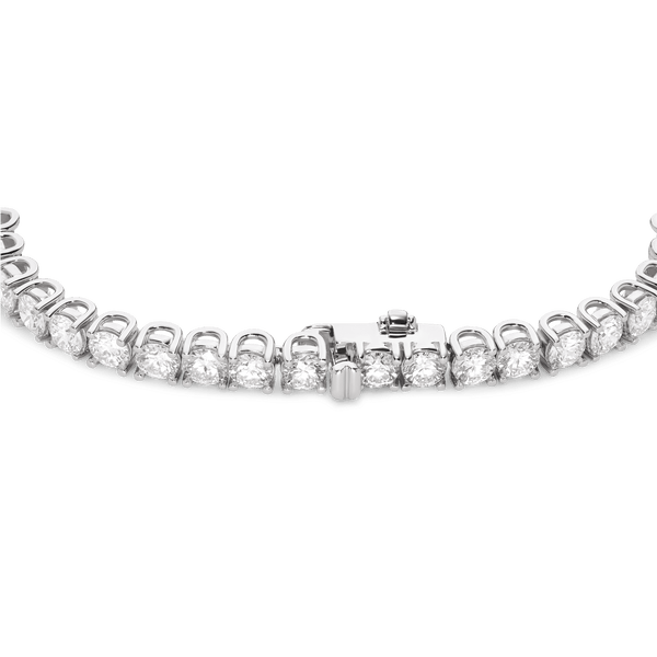 Closed clap image of 9.25 carat total weight white gold tennis bracelet