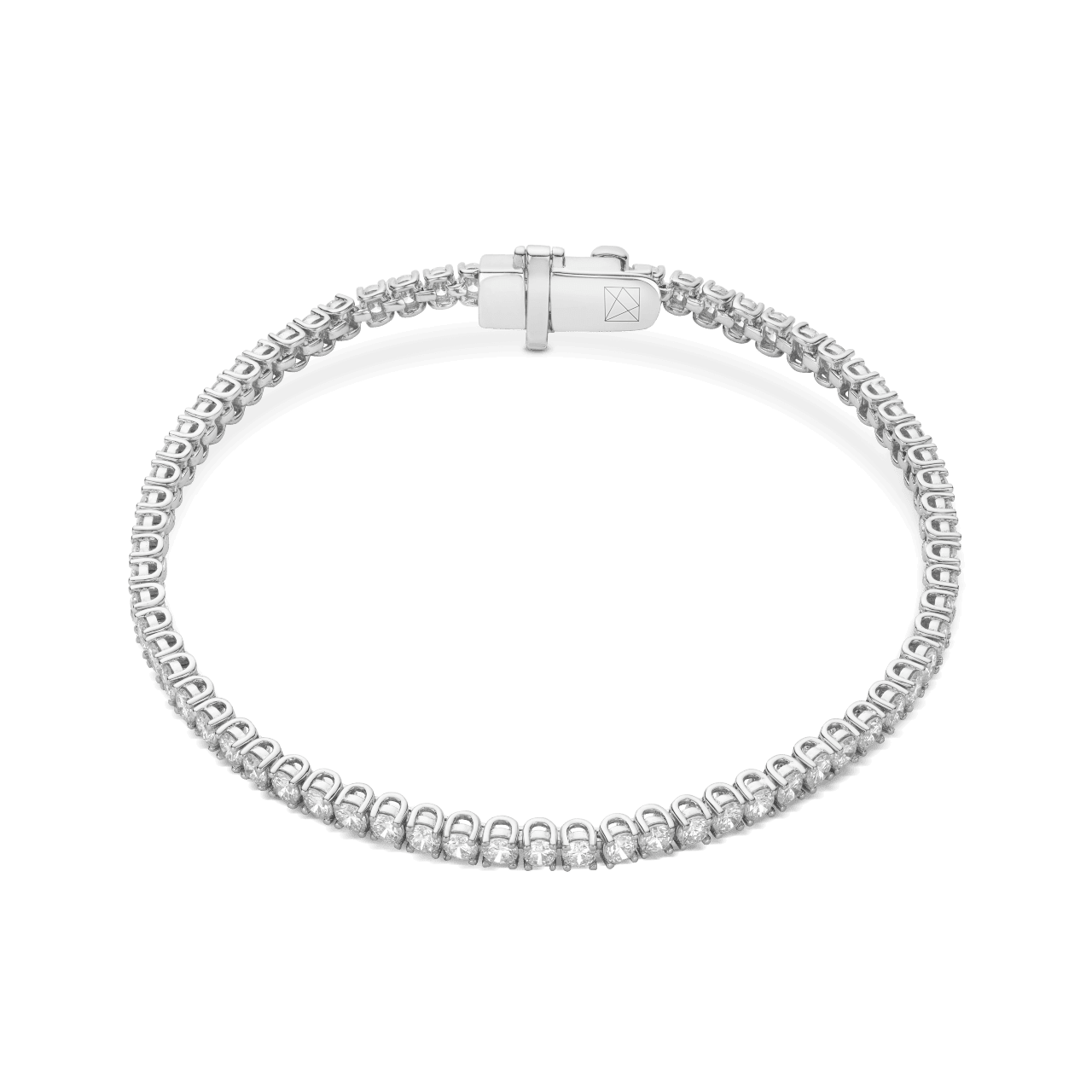 Overview of white gold, mini tennis bracelet