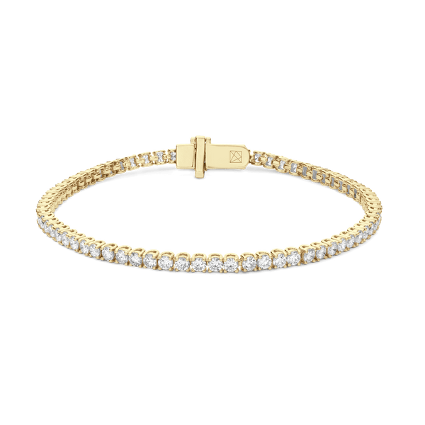 Front view of yellow gold, mini tennis bracelet 