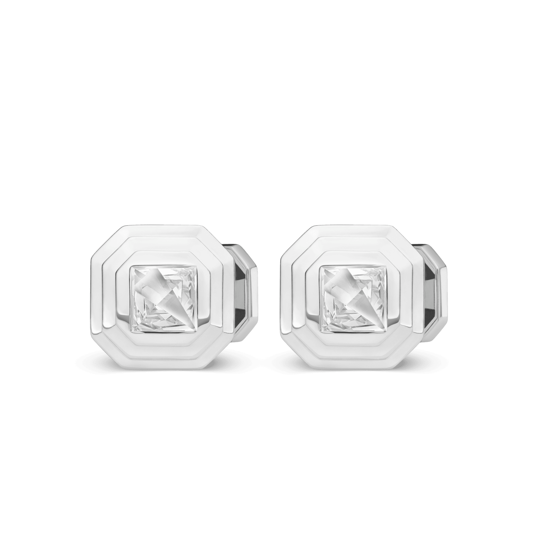 Front view of Lightbox Cut Collection cufflinks