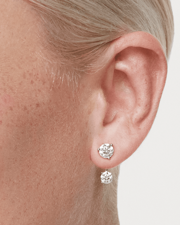 Model image of white gold, 1 carat total weight round brilliant ear jacket earrings 