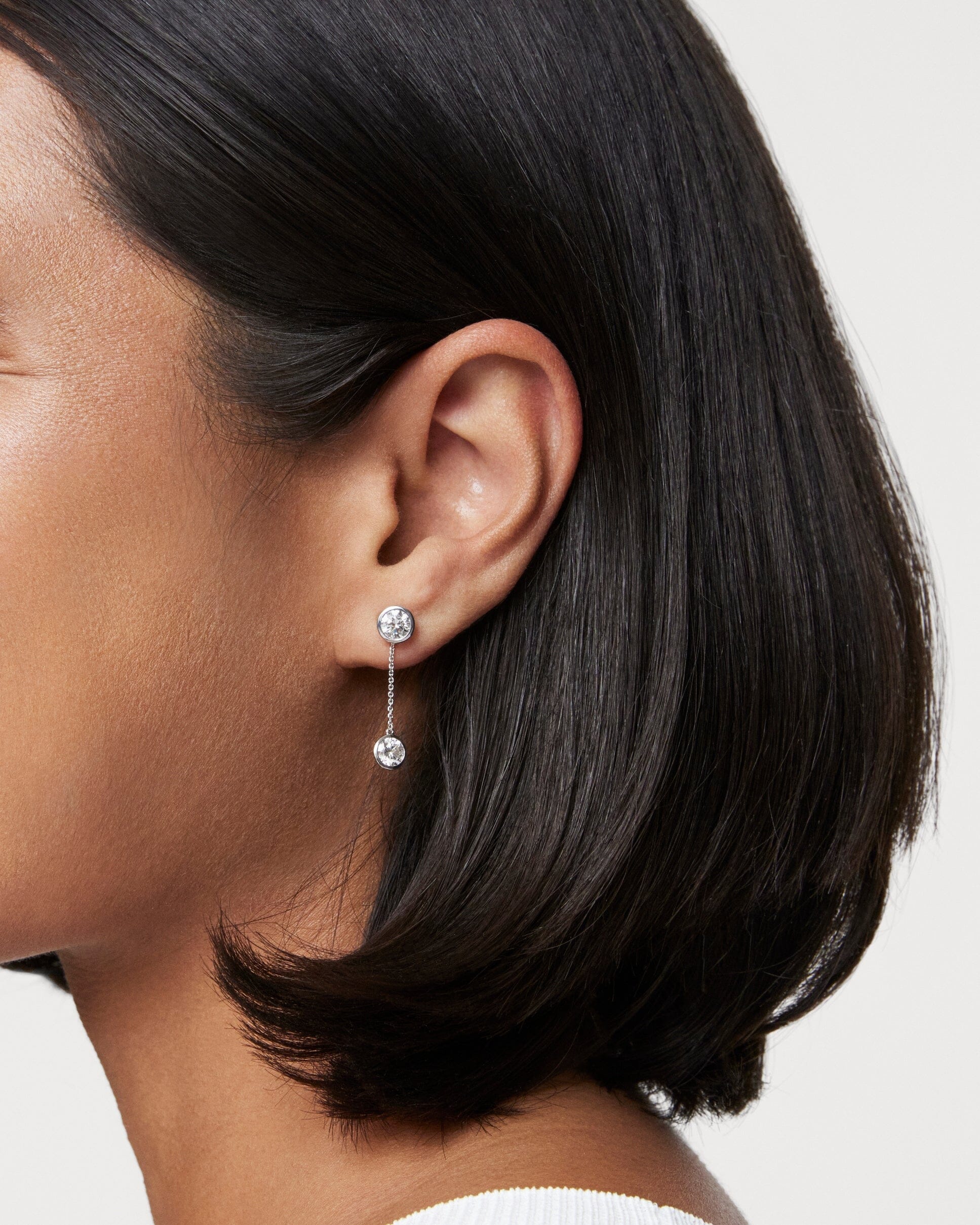 The Bezel Solitaire Ear Jackets