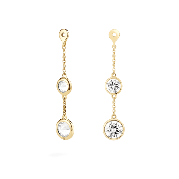 Back view of white gold double drop bezel earring jackets