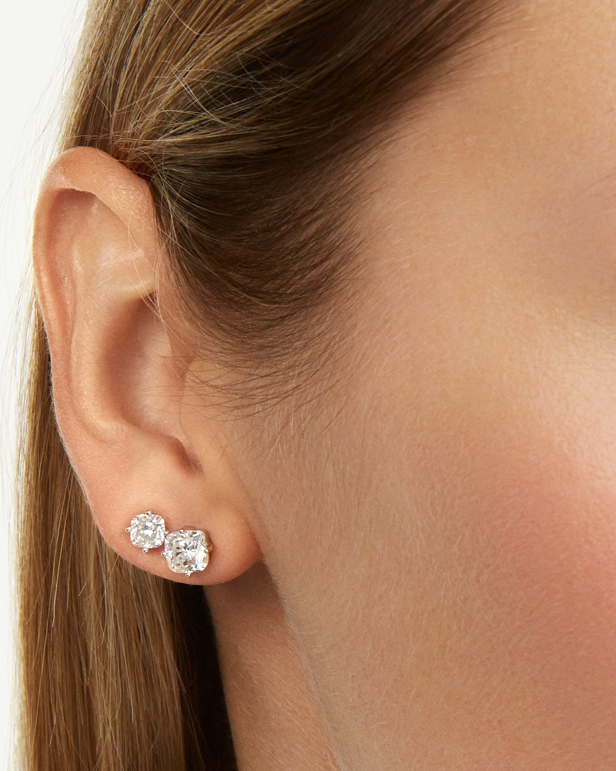 The Cushion Solitaire Studs Earrings Lightbox Jewelry 