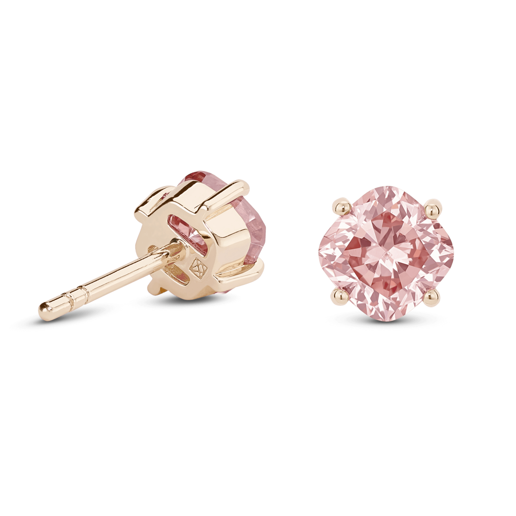 The Pink Cushion Solitaire Studs Earrings Lightbox Jewelry 